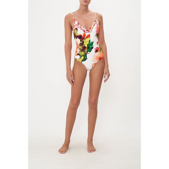 Camilla Womens Floral Pretty As A Poppy Wired V-Neck One Piece Multicolor XS - Picture 2 of 12